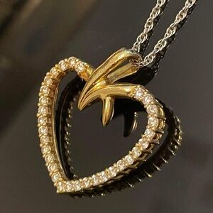 SOLD ✅SOLD SOLD SOLD 14kt gold diamond heart pendant 14kt white gold chain
